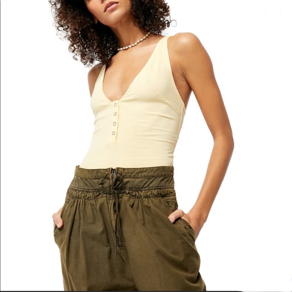 NEW FREE PEOPLE Yellow Larissa Bodysuit Sm - Picture 8 of 11